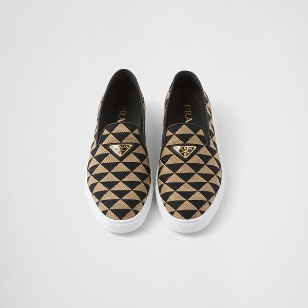 [プラダ]スリッポンシューズ 偽物 Embroidered fabric Slip-onShoes