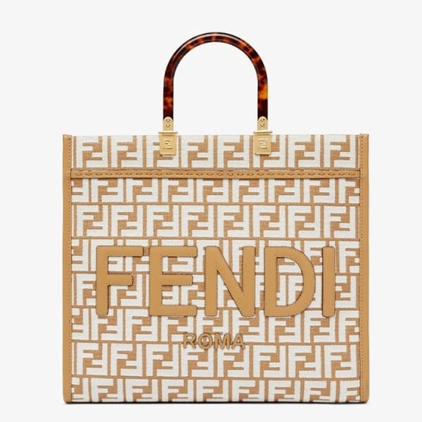 フェンディ ベージュ 刺繍FFモチーフ トートバッグ コピー 8BH386APZLF1MB1