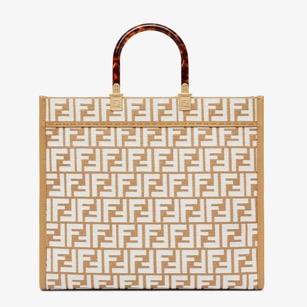 フェンディ ベージュ 刺繍FFモチーフ トートバッグ コピー 8BH386APZLF1MB1