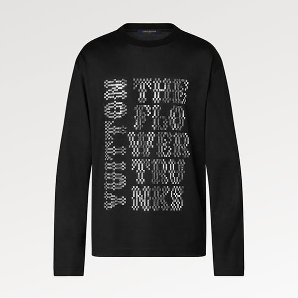 素敵なルイヴィトン エンベリッシュドロングスリーブウールTシャツ 偽物 1AFB92
