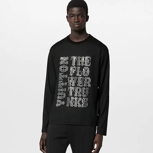 素敵なルイヴィトン エンベリッシュドロングスリーブウールTシャツ 偽物 1AFB92