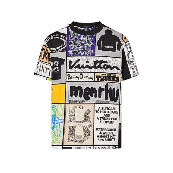大人気!!新色ルイヴィトン コピー プリントコットンTシャツ 1AFB84