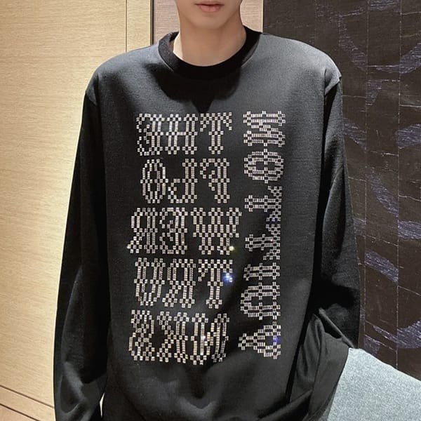 素敵なルイヴィトン エンベリッシュドロングスリーブウールTシャツ 偽物 1AFB92