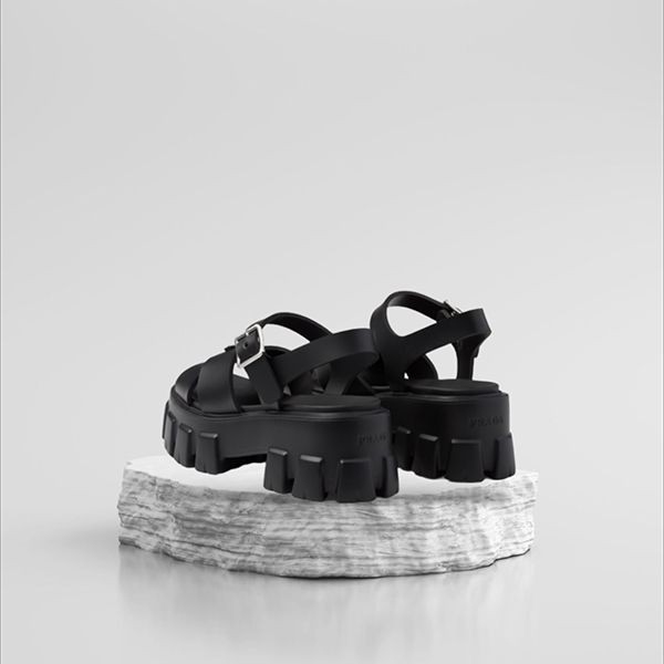 トレンドの最前線☆プラダ モノリス コピーrubber sandal ラバー サンダル 5.5cm 1X382N