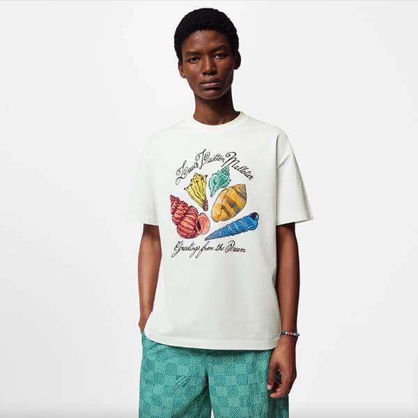 完売前に！ルイヴィトン プリントショートスリーブコットンTシャツ パロディ 1AFR48