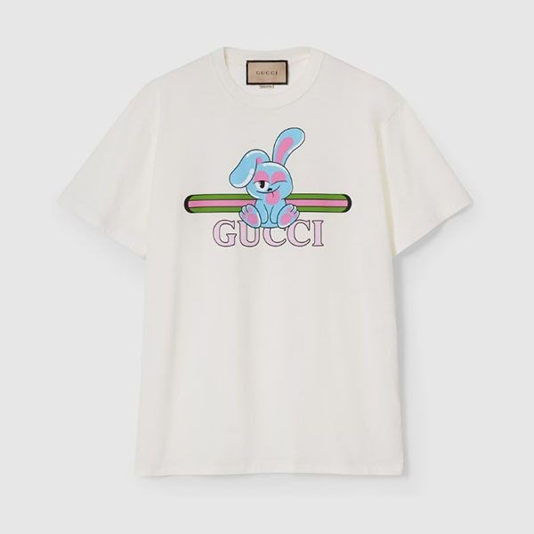 争奪戦☆グッチ プリント コットンジャージー Tシャツ 激安 776596 XJGHQ 9095