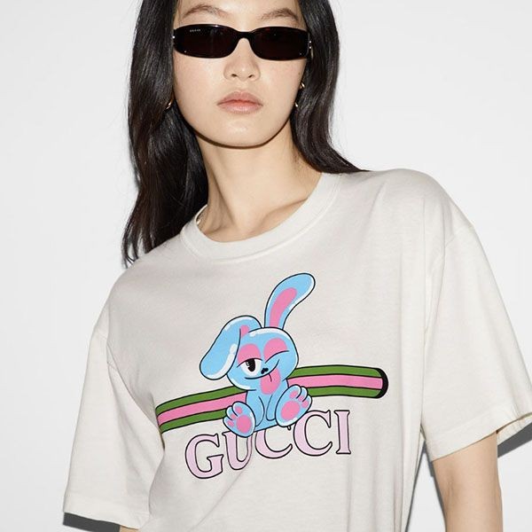 争奪戦☆グッチ プリント コットンジャージー Tシャツ 激安 776596 XJGHQ 9095