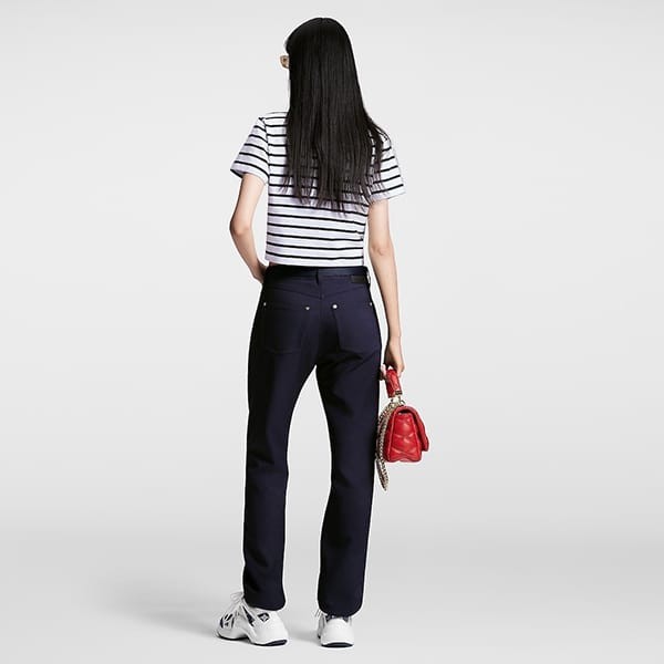 人気で可愛い☆ルイヴィトン tシャツ パロディ 半袖 ストライプ クロップ丈 1afmti