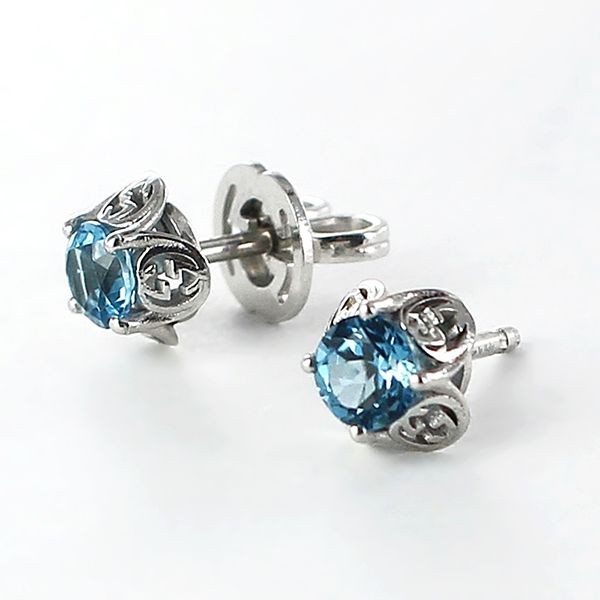 芸能人愛用グッチ ピアス 偽物18K ブルートパーズ レディース 両耳ピアス 662427