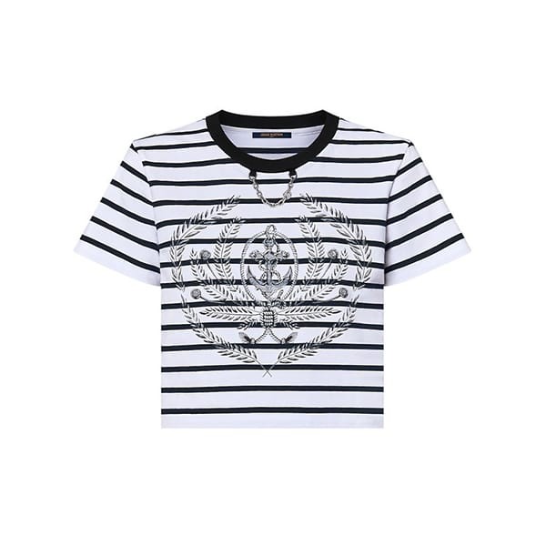 人気で可愛い☆ルイヴィトン tシャツ パロディ 半袖 ストライプ クロップ丈 1afmti