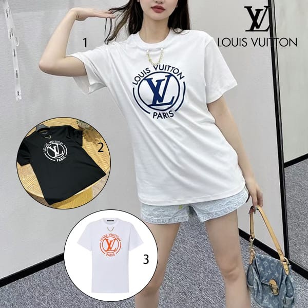 ルイヴィトン スーパーコピー 海外 tシャツ 半袖 チェーン ロゴ 3色 1aftty