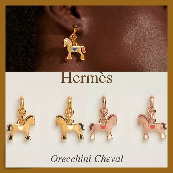 【手元に在庫有】【エルメス】orecchini cheval ピアス 偽物耳元が可愛いくて揺れる☆ h08035