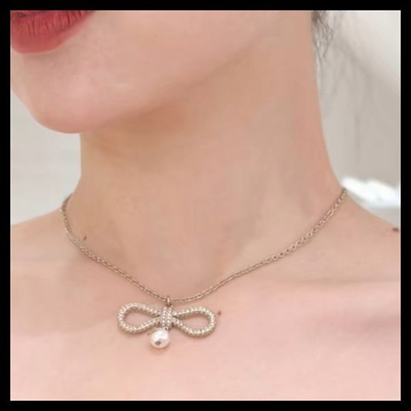 【かわいくて上品♪】【上品なリボンが可愛い♡】ディオール リボンパールネックレス 偽物 N3125WOMCY