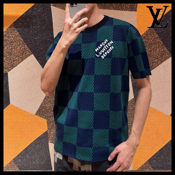 格安【存在感抜群☆】ルイヴィトンコピー LV ジャカード ダミエ 半袖Ｔシャツ 1AHBCV