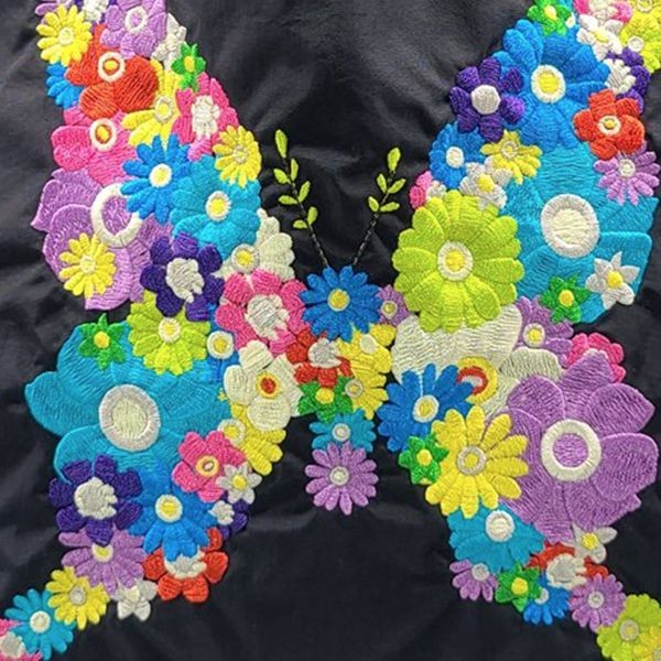 ボールアンドチェーン バタフライ刺繍 エコバッグ wd25020801