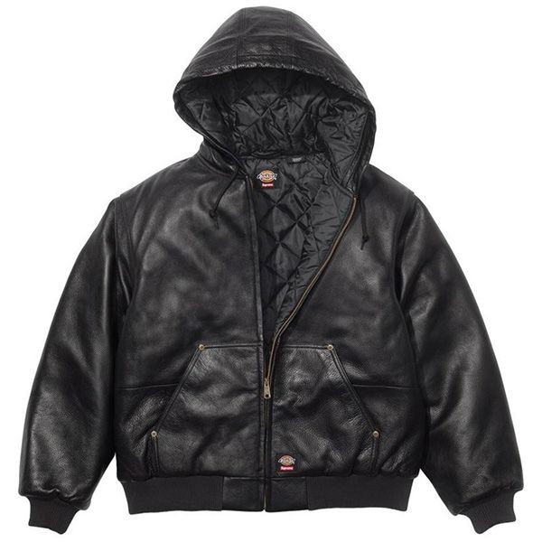 最新でオシャレ【シュプリーム Dickies 偽物】フード付き レザー ワークジャケット sp02191