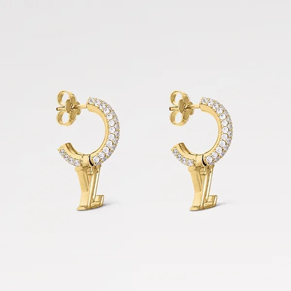 【即発】クリスタル輝く《ルイヴィトン》 ピアス コピー フープ LV アイコニック M01732