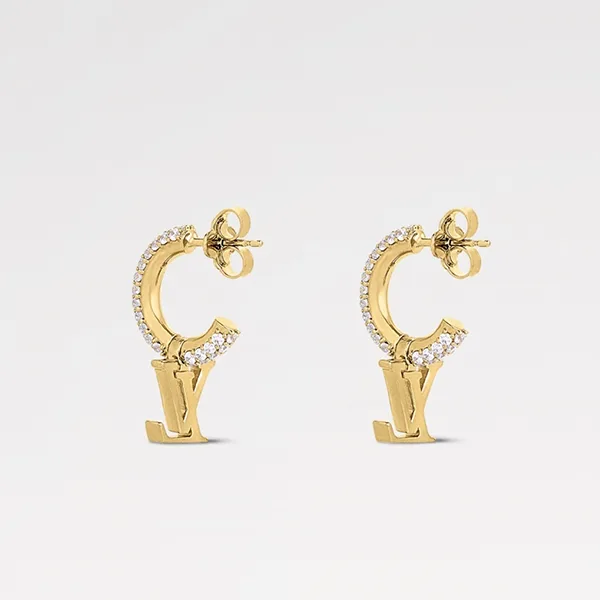 【即発】クリスタル輝く《ルイヴィトン》 ピアス コピー フープ LV アイコニック M01732
