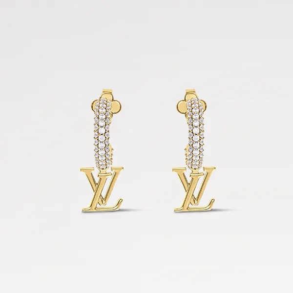 【即発】クリスタル輝く《ルイヴィトン》 ピアス コピー フープ LV アイコニック M01732