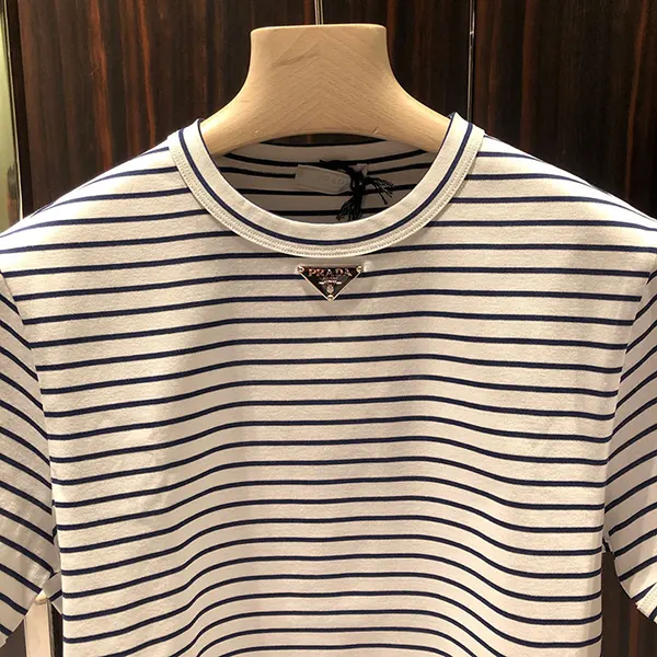 今季新作プラダ コットンTシャツ 偽物 ボーダー UJN824