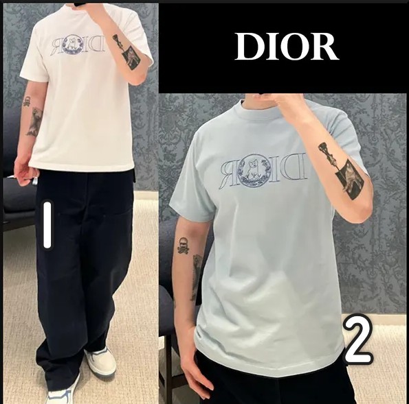 ★話題沸騰★ディオール ロゴ入り コットン Tシャツ 583J696C0554