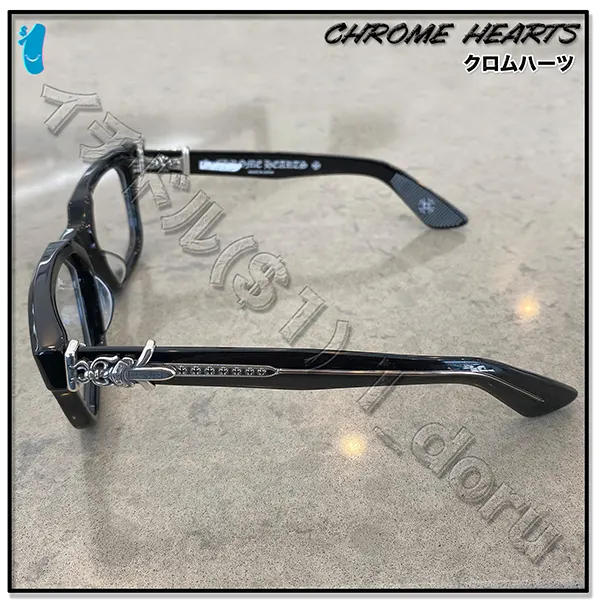 【安全】クロムハーツ Vagillionaire Il ブラック N級品 スクエア メガネ 眼鏡 w25041705