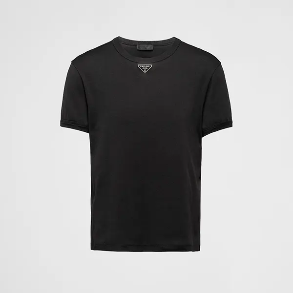 【送料関税込】プラダ クルーネック 半袖コットン Tシャツ UJN824