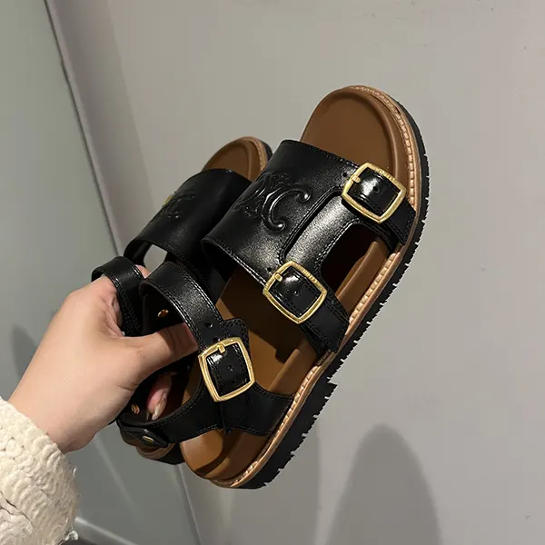 【スタイリッシュ♪】セリーヌ トリオンフ レザー サンダル 25 2色 359743644C.38NO