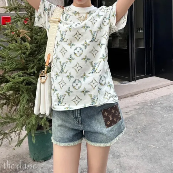 【色合い鮮やか♪】ルイヴィトン コピー フローラルモノグラム Tシャツ 1AFGRV