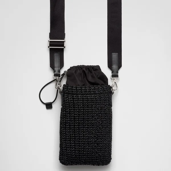 プラダ◆ラフィア風クロッシェ スマホショルダー ロゴ pd25913