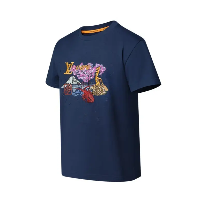【限定コラボ☆】ルイヴィトン ロゴ刺繍エンブロイダリーTシャツ フェイク 1AIMKT