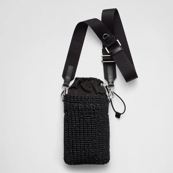プラダ◆ラフィア風クロッシェ スマホショルダー ロゴ pd25913
